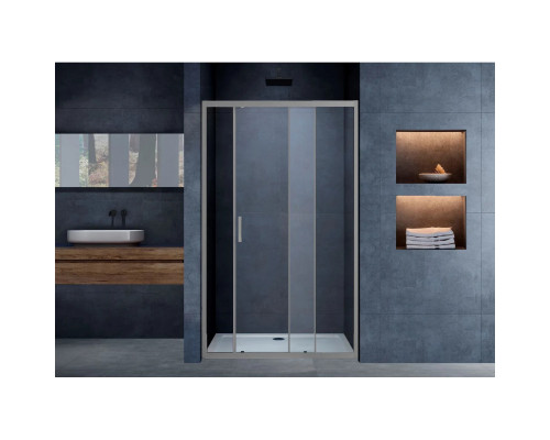 Душевая дверь Vincea Alpha VDS-3AL140CLGM 140 см, профиль вороненая сталь, стекло прозрачное