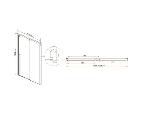 Душевая дверь Vincea Lugano VDS-1L120CLGM-1 120 см, профиль вороненая сталь, стекло прозрачное