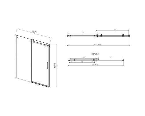 Душевая дверь Vincea Como-N VDS-4CN150CGB 150 см, профиль черный матовый, стекло тонированное