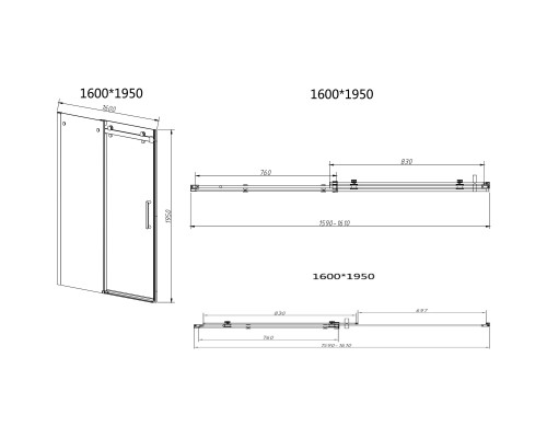 Душевая дверь Vincea Como-N VDS-4CN160CGB 160 см, профиль черный матовый, стекло тонированное