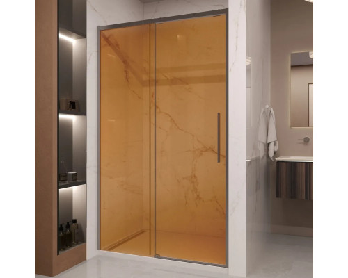 Душевая дверь Vincea Stella VDS-1ST120GSGM 120 см, профиль вороненая сталь, стекло янтарное