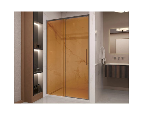 Душевая дверь Vincea Stella VDS-1ST120GSGM 120 см, профиль вороненая сталь, стекло янтарное