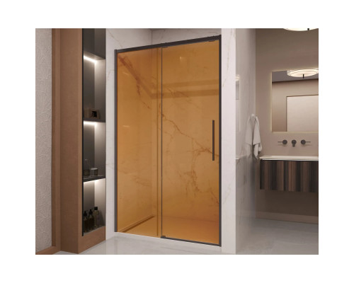 Душевая дверь Vincea Stella VDS-1ST120GSB 120 см, профиль черный матовый, стекло янтарное