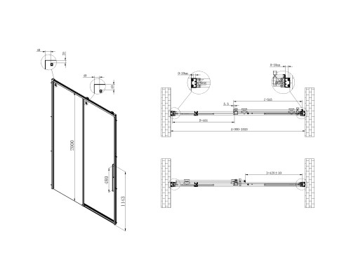 Душевая дверь Vincea Ultima VDS-7UL100CL 100 см, профиль хром, стекло прозрачное