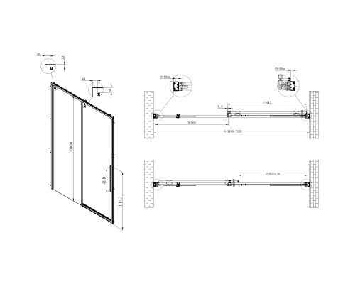 Душевая дверь Vincea Ultima VDS-7UL120CL 120 см, профиль хром, стекло прозрачное