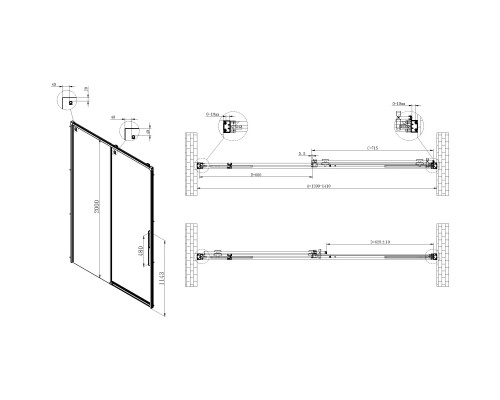 Душевая дверь Vincea Ultima VDS-7UL140CLGM 140 см, профиль вороненая сталь, стекло прозрачное