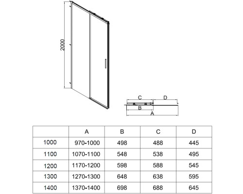 Душевая дверь Vincea Soft 2 VDS-3SO2120CLB 120 см, профиль черный матовый, стекло прозрачное