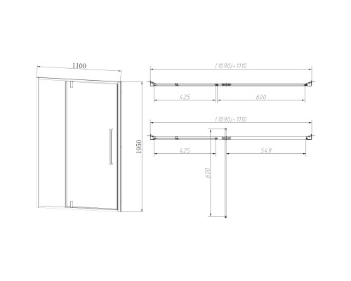 Душевая дверь Vincea Slim-N VDP-4SN110CL 110 см, профиль хром, стекло прозрачное