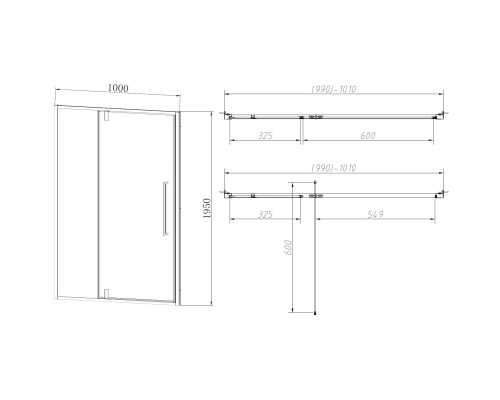 Душевая дверь Vincea Slim-N VDP-4SN100CLB 100 см, профиль черный матовый, стекло прозрачное
