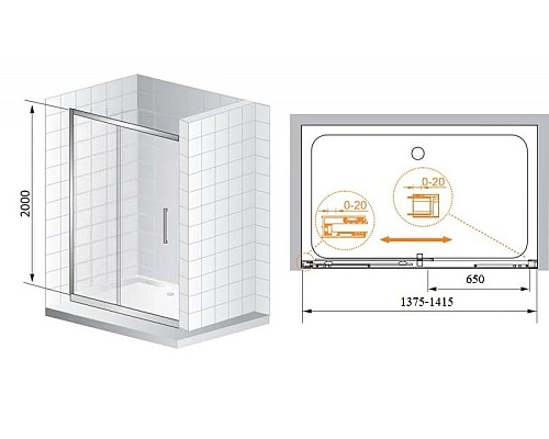 Купить Душевая дверь раздвижная Cezares Premier-Soft 140 см прозрачное стекло PREMIER-SOFT-W-BF-1-140-C-Cr-IV в магазине сантехники Santeh-Crystal.ru