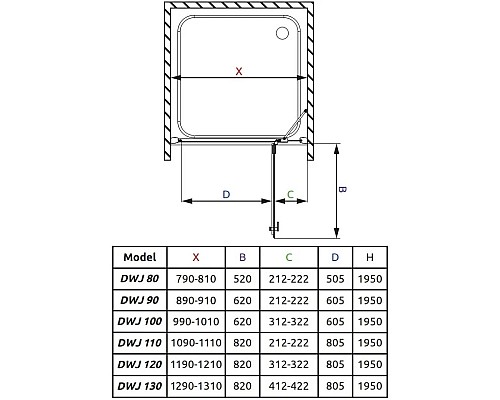 Купить Душевая дверь Radaway Almatea DWJ 80 R прозрачное в магазине сантехники Santeh-Crystal.ru