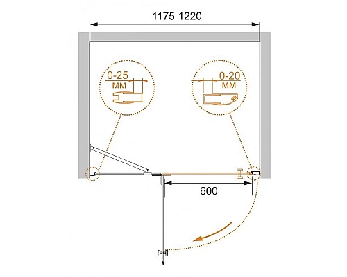 Приобрести Душевая дверь 120 см Cezares CRYSTAL-S-B-12-120-C-Cr-L прозрачное в магазине сантехники Santeh-Crystal.ru