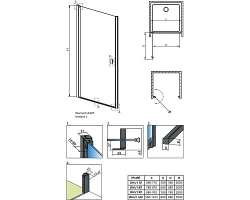 Купить Душевая дверь Radaway Nes Black DWJ I Frame 80 L прозрачное в магазине сантехники Santeh-Crystal.ru