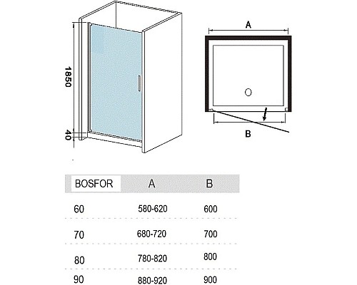 Купить Душевая дверь River BOSFOR 90 МТ в магазине сантехники Santeh-Crystal.ru