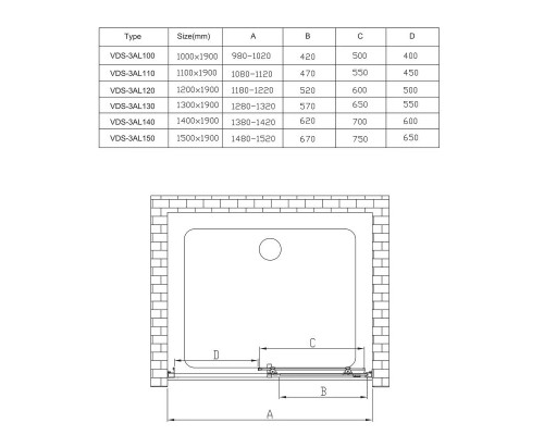 Душевая дверь 100 см Vincea Alpha VDS-3AL100MT текстурное