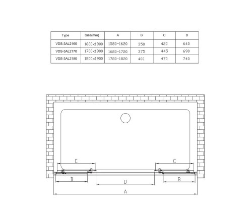 Душевая дверь 170 см Vincea Alpha VDS-3AL2170MT текстурное