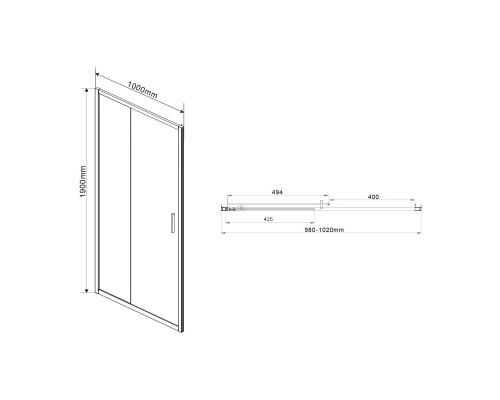 Душевая дверь 100 см Vincea Garda VDS-1G100CH шиншилла