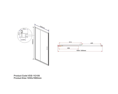 Душевая дверь 105 см Vincea Garda VDS-1G105CH шиншилла Душевая дверь 105 см Vincea Garda VDS-1G105CH шиншилла