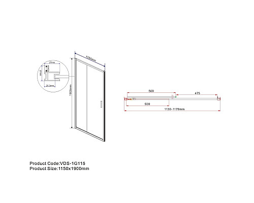 Душевая дверь 115 см Vincea Garda VDS-1G115CL прозрачное