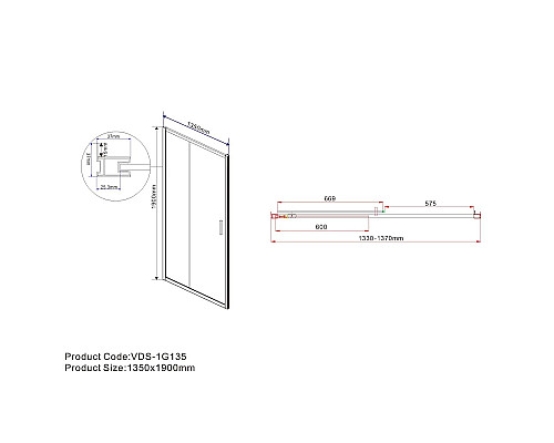 Душевая дверь 135 см Vincea Garda VDS-1G135CL прозрачное
