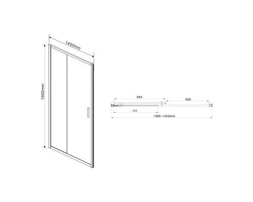 Душевая дверь 140 см Vincea Garda VDS-1G140CL прозрачное