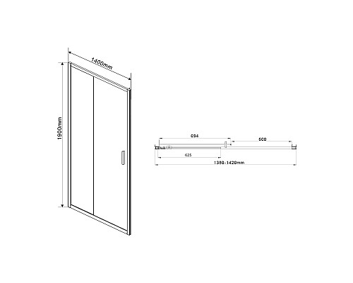 Душевая дверь 140 см Vincea Garda VDS-1G140CLB прозрачное