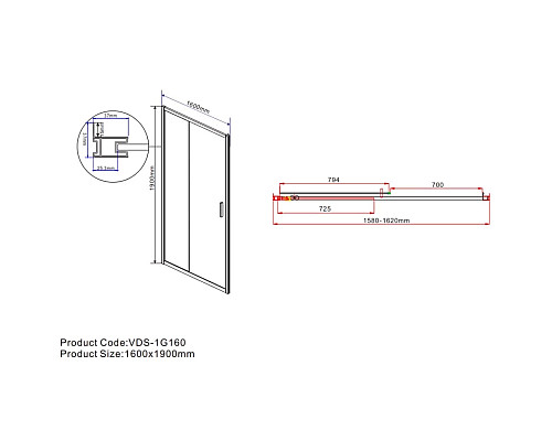 Душевая дверь 160 см Vincea Garda VDS-1G160CL прозрачное