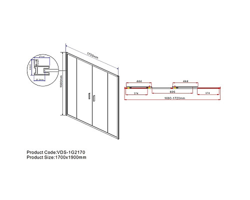Душевая дверь 170 см Vincea Garda VDS-1G2170CL прозрачное