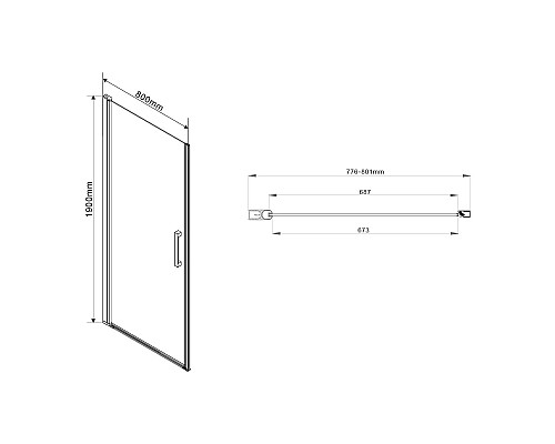 Душевая дверь 80 см Vincea Orta VPP-1O800CH-L шиншилла