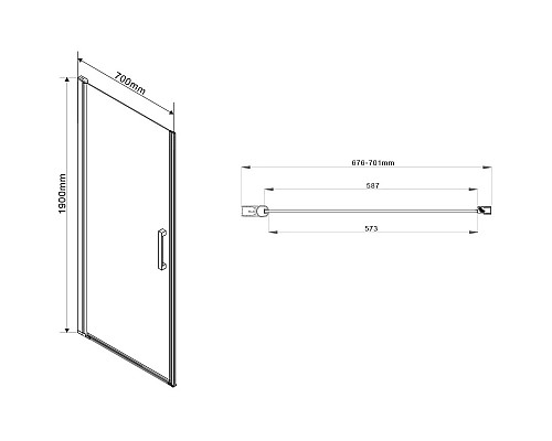 Душевая дверь 70 см Vincea Orta VPP-1O700CH-L шиншилла