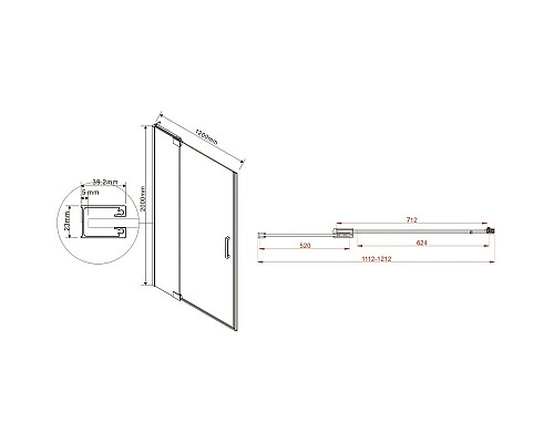 Приобрести Душевая дверь 111,2-120 см Vincea Extra VDP-1E1112CLGM прозрачное в магазине сантехники Santeh-Crystal.ru