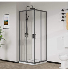 Душевой уголок Vincea City VSS-5CT900CLGM 90x90 см, профиль вороненая сталь, стекло прозрачное
