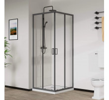 Душевой уголок Vincea City VSS-5CT8010CLGM 100x80 см, профиль вороненая сталь, стекло прозрачное