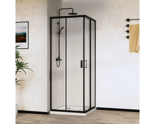 Душевой уголок Vincea City VSS-5CT9010CLB 100x90 см, профиль черный матовый, стекло прозрачное