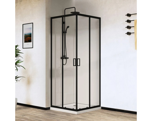 Душевой уголок Vincea City VSS-5CT9010CLB 100x90 см, профиль черный матовый, стекло прозрачное