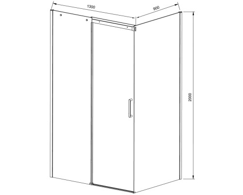 Душевой уголок Vincea Dice VSR-4D9013CLGM 130x90 см, профиль вороненая сталь, стекло прозрачное