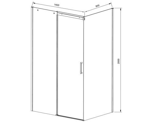 Душевой уголок Vincea Dice VSR-4D9014CLGM 140x90 см, профиль вороненая сталь, стекло прозрачное