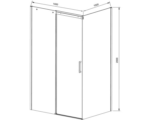 Душевой уголок Vincea Dice VSR-4D1014CLGM 140x100 см, профиль вороненая сталь, стекло прозрачное
