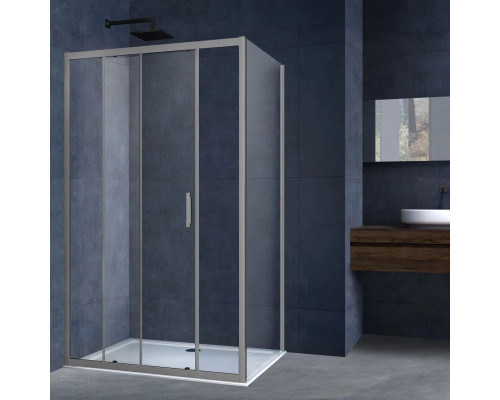 Душевой уголок Vincea Alpha VSR-3AL8014CLGM 140x80 см, профиль вороненая сталь, стекло прозрачное