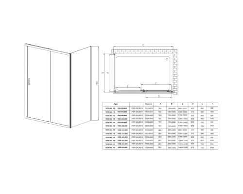Душевой уголок Vincea Alpha VSR-3AL9012CLG 120x90 см, профиль золотой матовый, стекло прозрачное