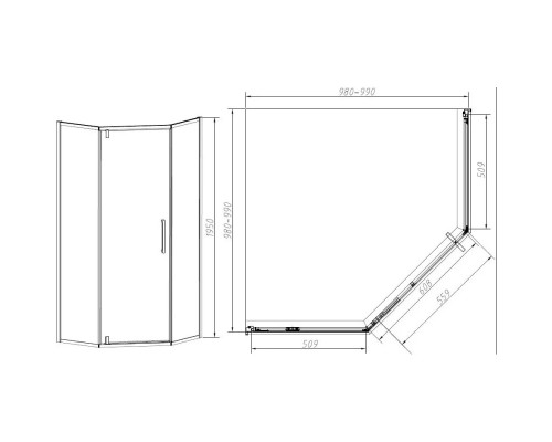 Душевой уголок Vincea Slim-N VSP-4SN100CLGM 99x99 см, профиль вороненая сталь, стекло прозрачное