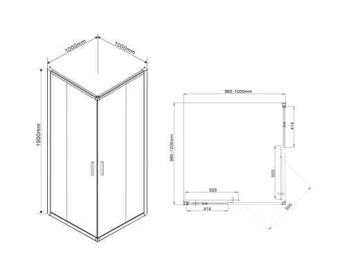 Душевой уголок Vincea Garda VSS-1G100CLG 100x100 см, профиль золотой матовый, стекло прозрачное