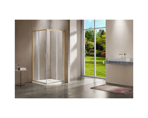 Душевой уголок Vincea Garda VSS-1G8010CLG 100x80 см, профиль золотой матовый, стекло прозрачное