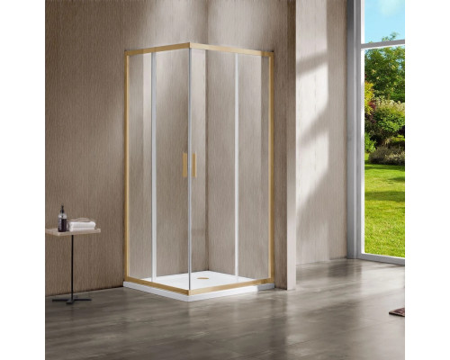 Душевой уголок Vincea Garda VSS-1G8010CLG 100x80 см, профиль золотой матовый, стекло прозрачное