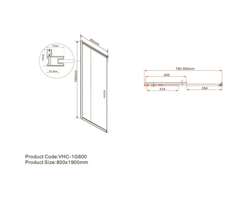 Душевой уголок Vincea Garda VSS-1G8010CLG 100x80 см, профиль золотой матовый, стекло прозрачное
