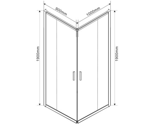 Душевой уголок Vincea Garda VSS-1G9010CLG 100x90 см, профиль золотой матовый, стекло прозрачное