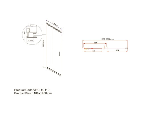 Душевой уголок Vincea Garda VSS-1G9011CLG 110x90 см, профиль золотой матовый, стекло прозрачное