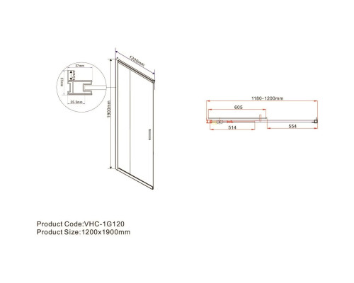Душевой уголок Vincea Garda VSS-1G9012CLG 120x90 см, профиль золотой матовый, стекло прозрачное