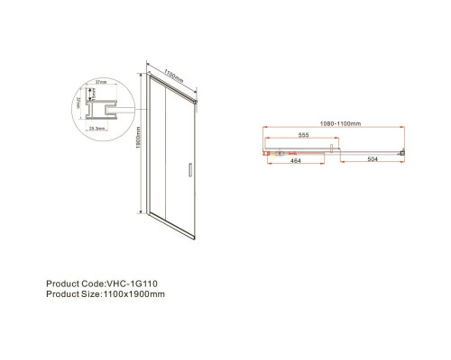 Душевой уголок Vincea Garda VSS-1G1112CLG 120x110 см, профиль золотой матовый, стекло прозрачное