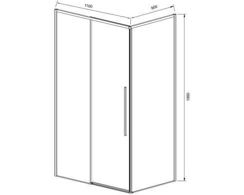 Душевой уголок Vincea Slim-N VSR-4SN9011CLGM 110x89 см, профиль вороненая сталь, стекло прозрачное